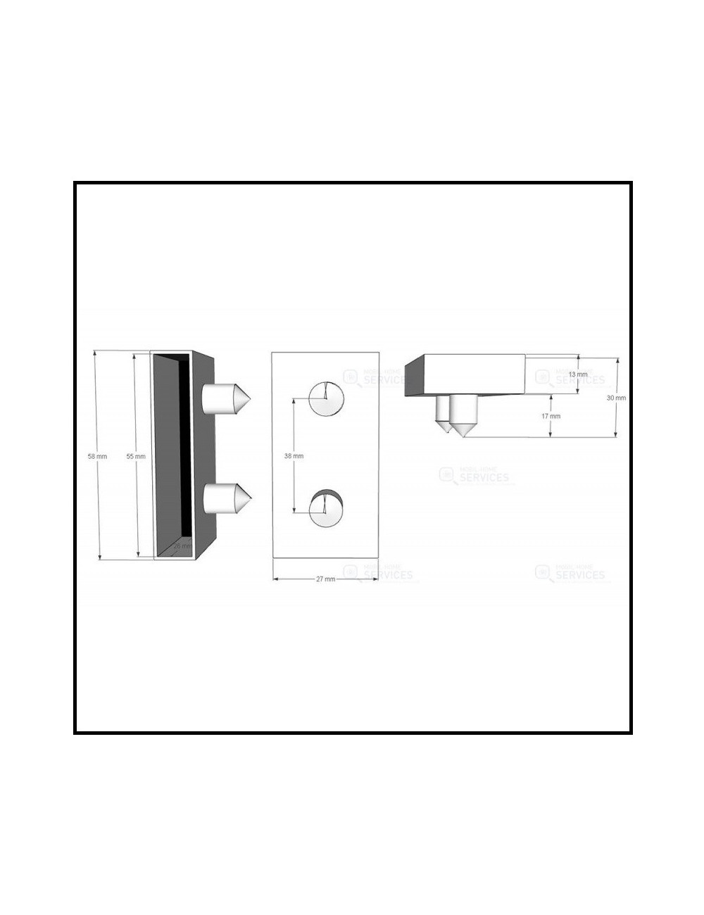 Embout latte sommier 53x8 Noir / Vendu par 2