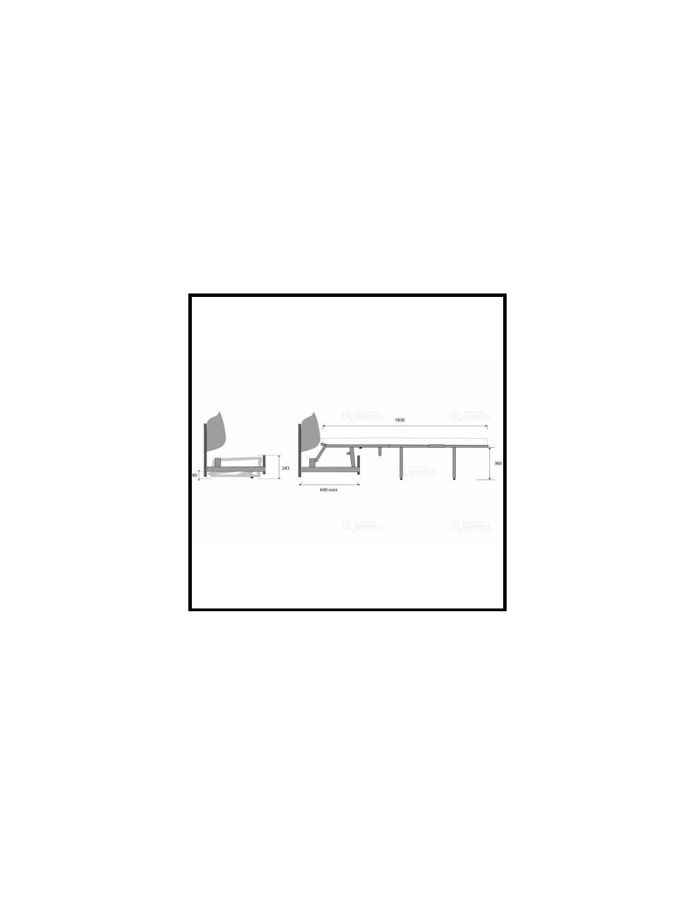 Mécanisme banquette 3 plis L120