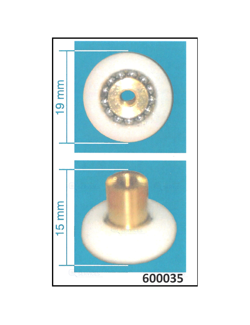 Roulette de porte de douche FIXE  19mm