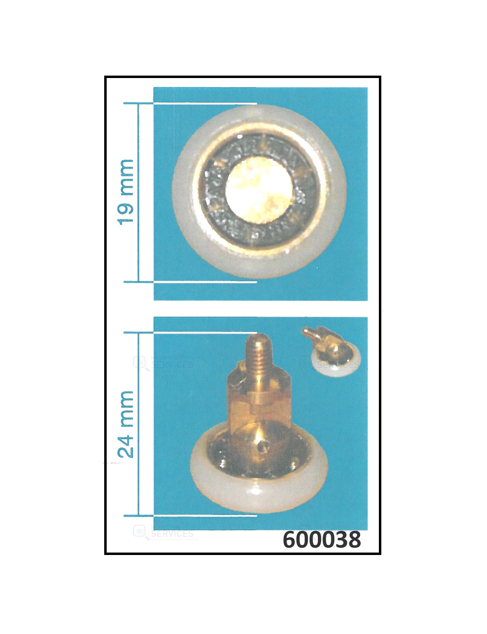 Roulette de porte de douche ARTICULÉES 19mm