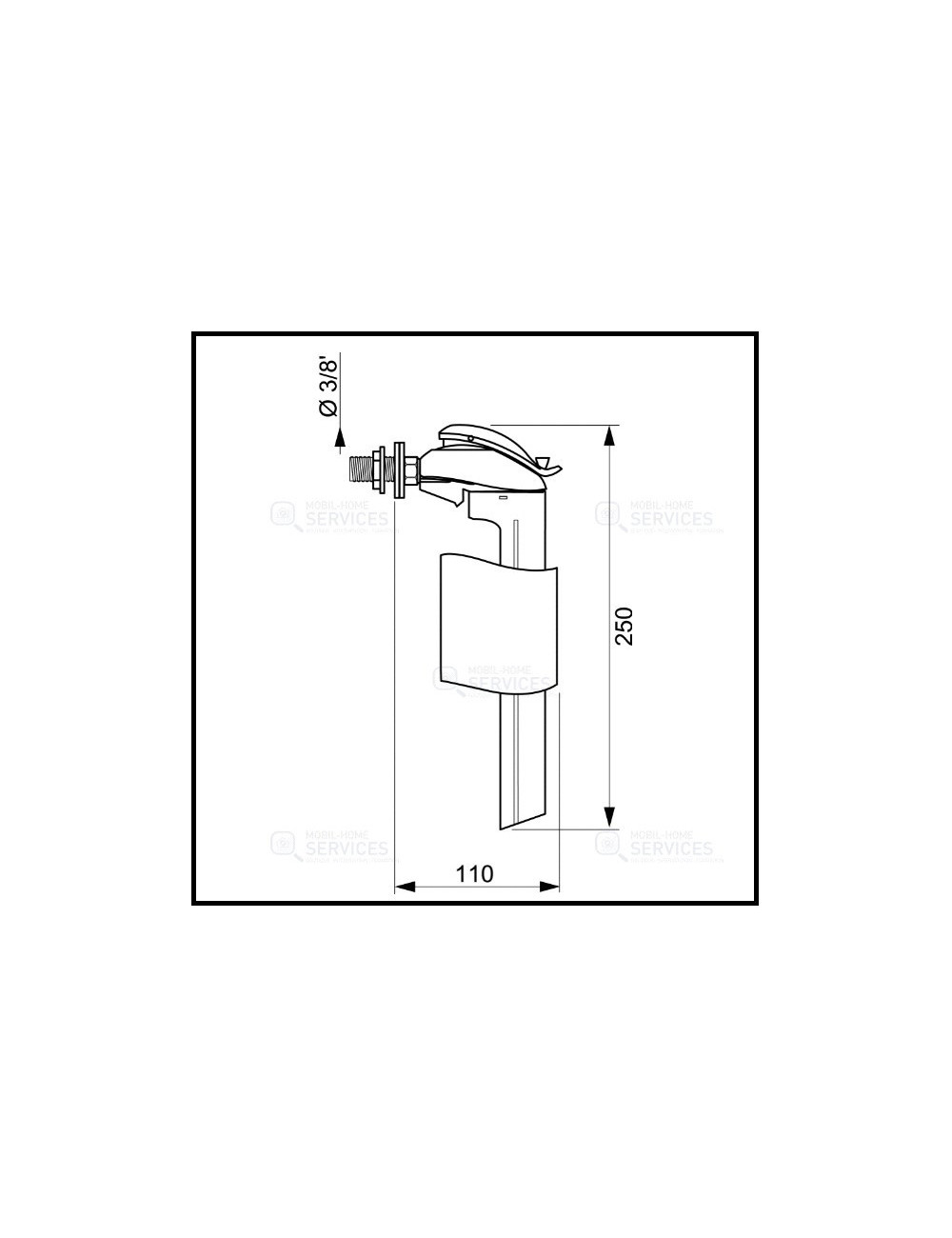 Mécanisme flotteur pour réservoir plastique 3/6 butée dorsale