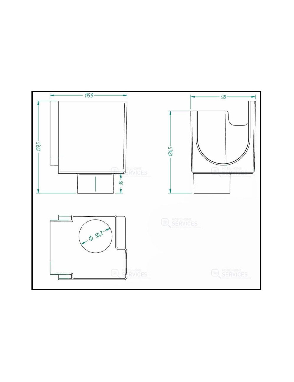 Naissance gouttière droite arrière pour mobile home