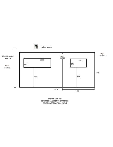 OCCASION : Façade 4250x2010 Vert pastel / Crème