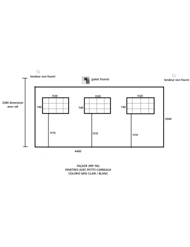 OCCASION : Façade 4400x2080 Gris clair / Blanc
