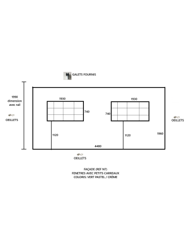 OCCASION : Façade 4480x1990 Vert pastel / Crème