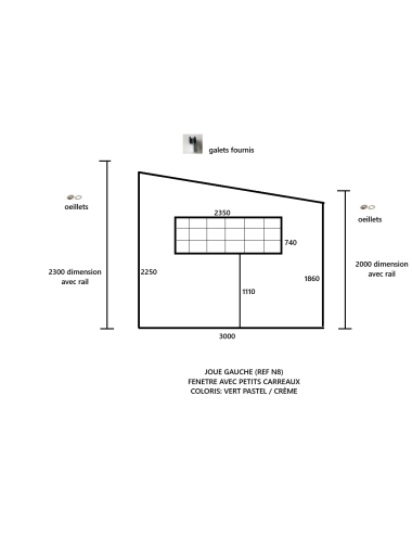 OCCASION : Joue gauche 3000X2300/2000 Vert pastel / Crème