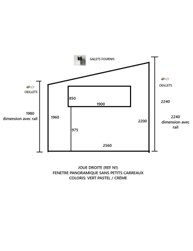 OCCASION : Joue droite 2560x2240/1980 Vert pastel / crème