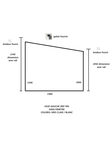 NEUF-DESTOCKAGE Joue de coté Gauche 2400X2340/2050 Gris clair / Blanc
