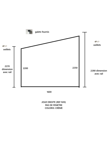 NEUF-DESTOCKAGE Joue de coté Droit 1600x2280/2235 Crème