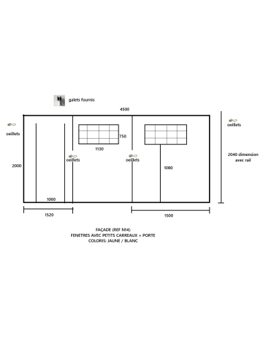 NEUF-DESTOCKAGE : Façade 4500x2040 Jaune / Crème
