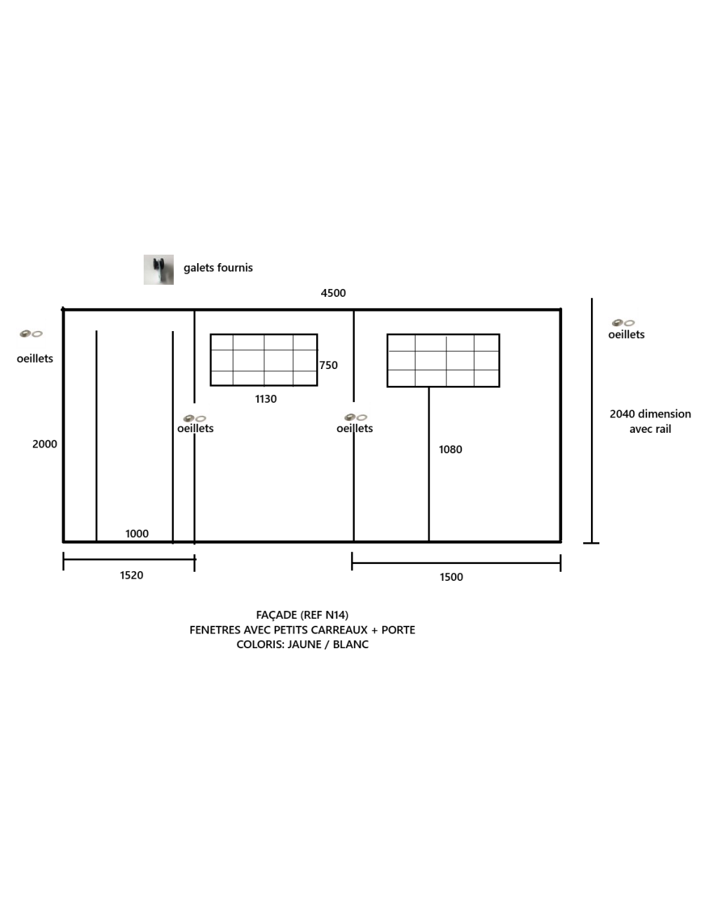 NEUF-DESTOCKAGE : Façade 4500x2040 Jaune / Crème